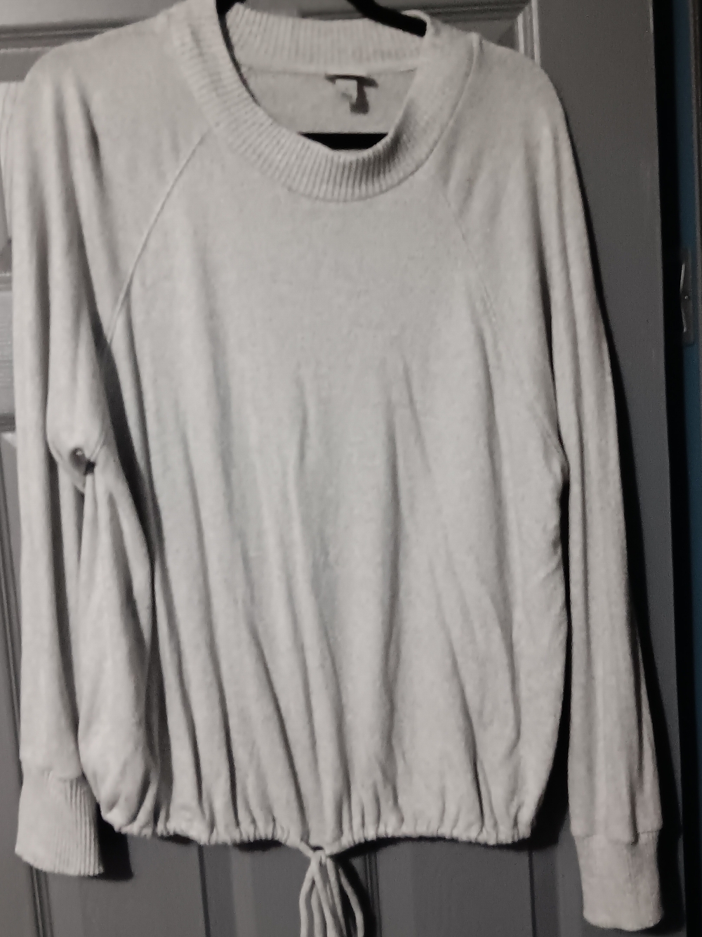 a new day Light Gray Crewneck Drawstring Hem Sweater